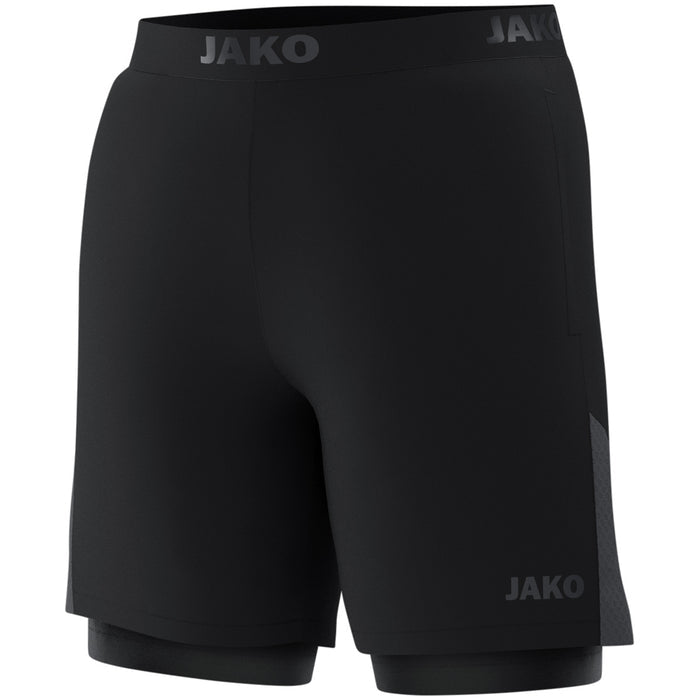 JAKO 2-in-1 Short Power – Schwarz (vorne)