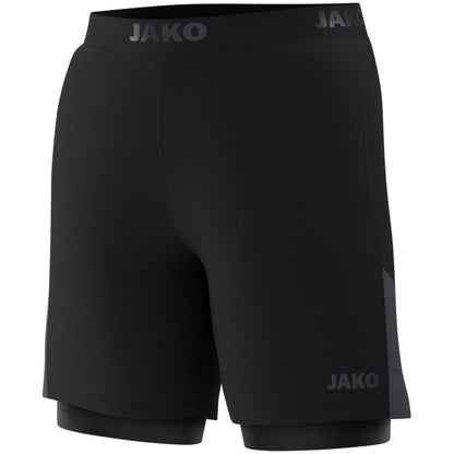 JAKO 2-in-1 Short Power – Schwarz (vorne)