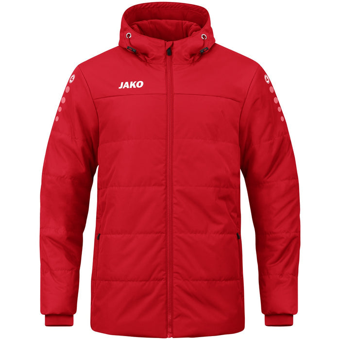 JAKO Coachjacke Team mit Kapuze – Rot (vorne)