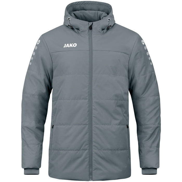 JAKO Coachjacke Team mit Kapuze – Grau (vorne)