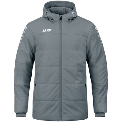 JAKO Coachjacke Team mit Kapuze – Grau (vorne)
