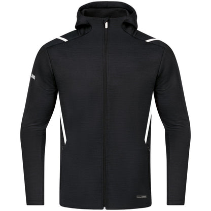 JAKO Freizeitjacke Challenge mit Kapuze – Schwarz (501) (vorne)