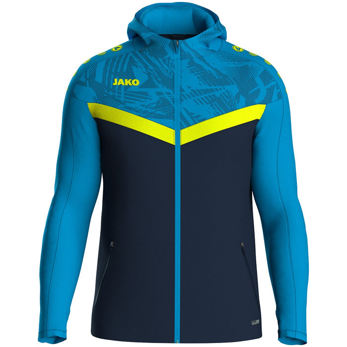 JAKO Kapuzenjacke Iconic – Blau (914) (vorne)