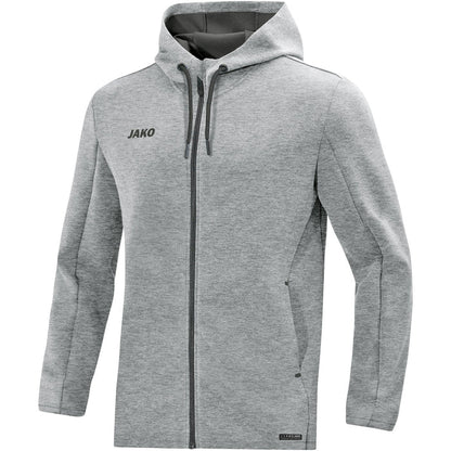 JAKO Kapuzenjacke Premium Basics – Grau (40) (vorne)