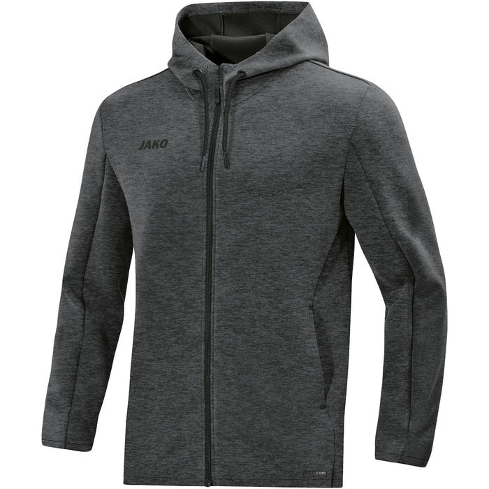 JAKO Kapuzenjacke Premium Basics – Grau (21) (vorne)