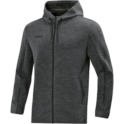 JAKO Kapuzenjacke Premium Basics – Grau (21) (vorne)