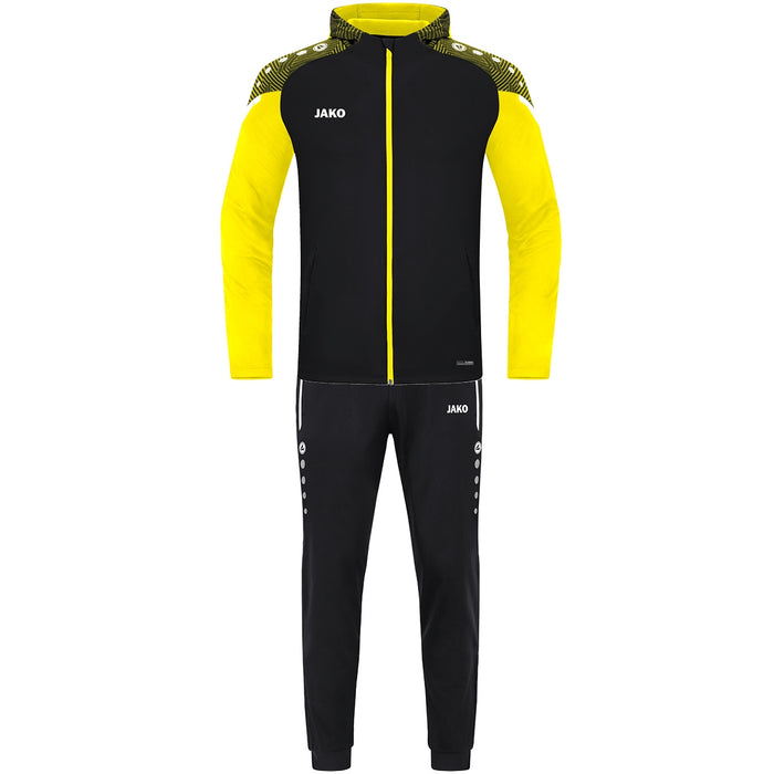 JAKO Trainingsanzug Polyester Performance mit Kapuze – Schwarz (vorne)