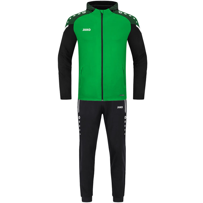 JAKO Trainingsanzug Polyester Performance mit Kapuze – Grün (vorne)
