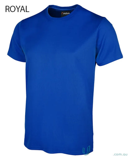 Royal blue JB’s Wear Podium Poly Tee perfect for kids’ sun protection and style