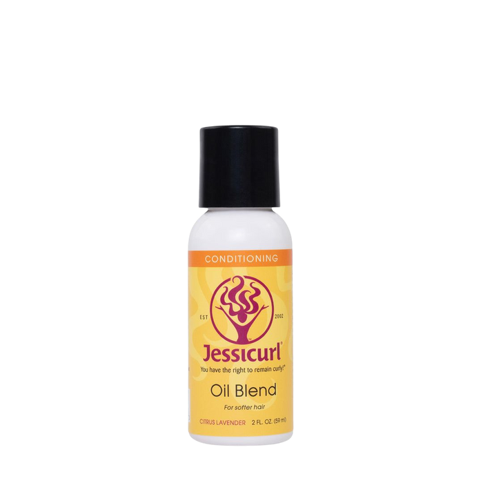 Jessicurl Oil Blend bottle with moisturizing oils for softness and shine on any hair type