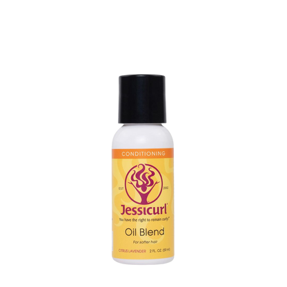 Jessicurl Oil Blend bottle with moisturizing oils for softness and shine on any hair type