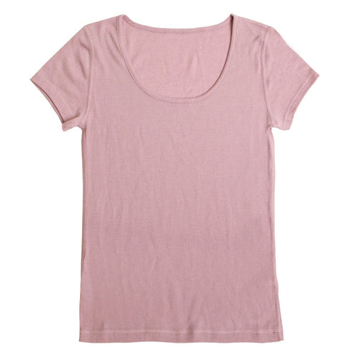 Joha kortærmet uld rib t-shirt i rosa