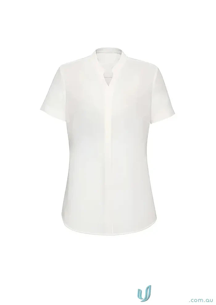 White short-sleeved blouse from Juliette SS Blouse collection, perfect for stylish uniforms
