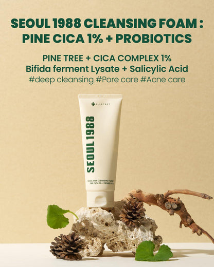K-SECRET SEOUL 1988 Cleansing Foam - Pine Cica 1% + Probiotics 150 mL