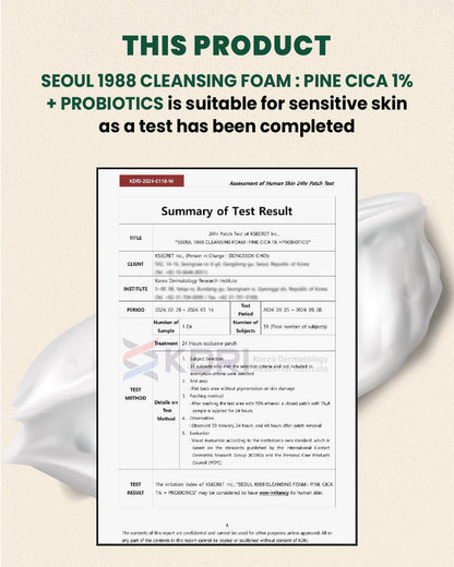K-SECRET SEOUL 1988 Cleansing Foam - Pine Cica 1% + Probiotics 150 mL