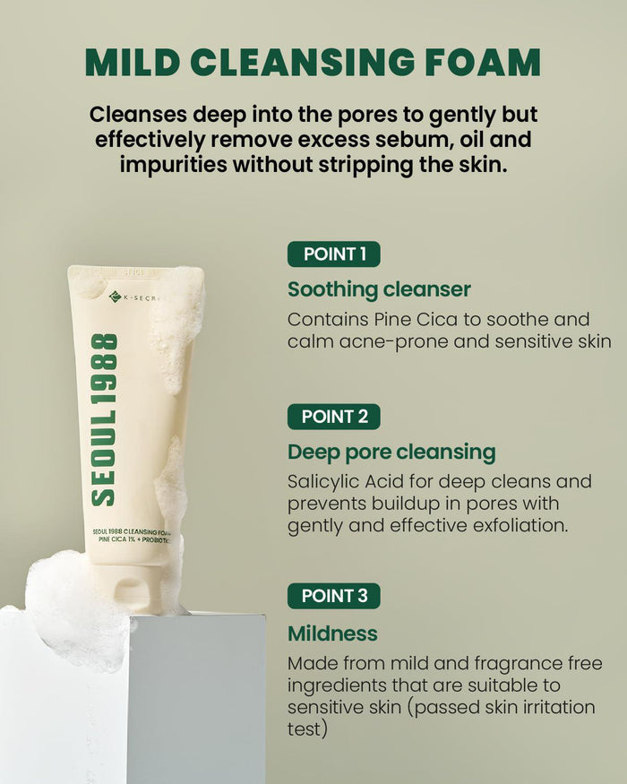 K-SECRET SEOUL 1988 Cleansing Foam - Pine Cica 1% + Probiotics 150 mL