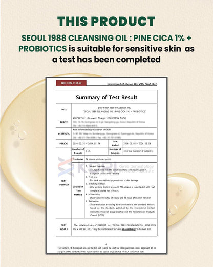 K-SECRET SEOUL 1988 Cleansing Oil - Pine Cica 1% + Probiotics 200 mL