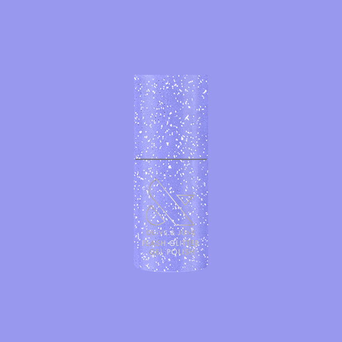 Karaoke is a Good Time Gel bottle showing purple flash glitter gel polish for long-lasting mani and sparkle