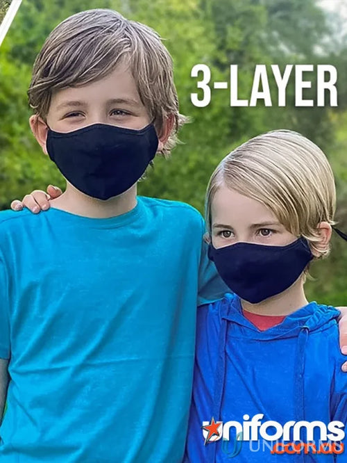 Face Masks MASKS.COTTON.081pk Kids 3 Layer Face Masks in Black front product image