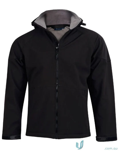 Kids Aspen Softshell Hooded Jacket black with jk33k spirit kids softshell hood jacket
