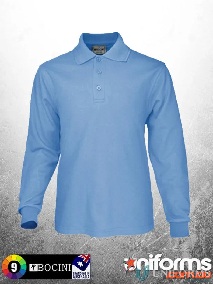 Bocini CP1605 Kids Poly Face Cotton Backing L/S Polo front product image