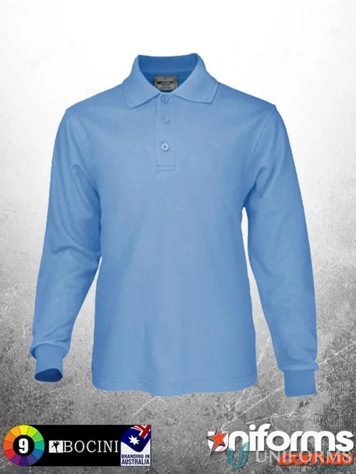 Bocini CP1605 Kids Poly Face Cotton Backing L/S Polo front product image
