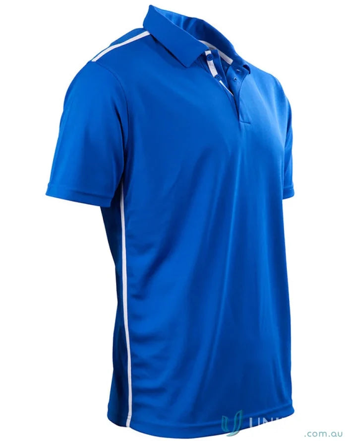Kids Staten Rapid polo shirt with blue color and white contrast stripes for boys