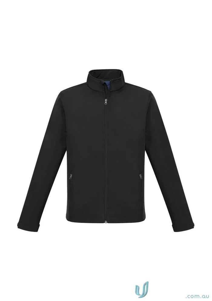 Kids Apex Softshell Jacket in black with zip-up design from Biz Collection Kids