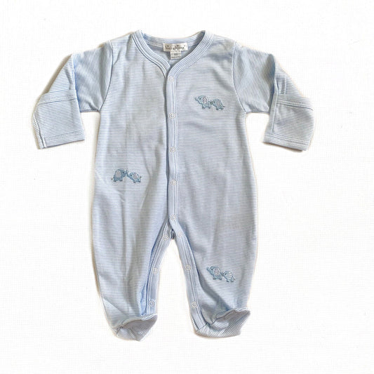 Kissy Kissy Blue & White Emb Elephant Striped Footed