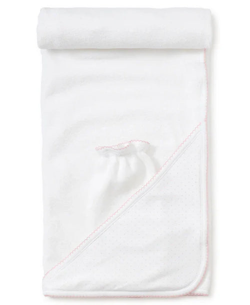 Kissy NEW Dots Towel w/ Mitt-White/Pink