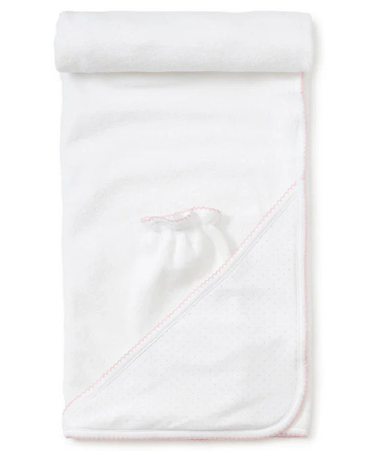 Kissy NEW Dots Towel w/ Mitt-White/Pink