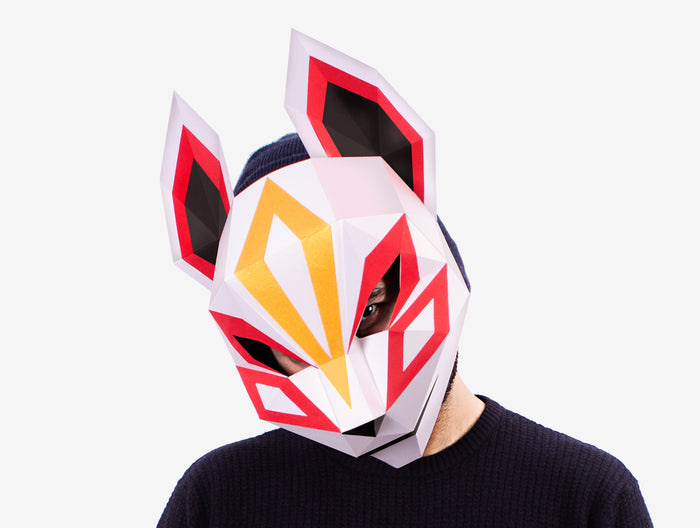 Kitsune Half Mask <br> DIY Paper Mask Template