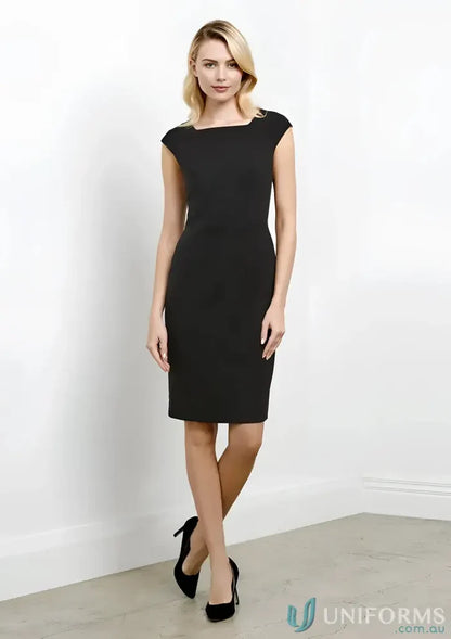 Black sheath dress with boat neckline from Ladies Audrey Dress for all-day comfort