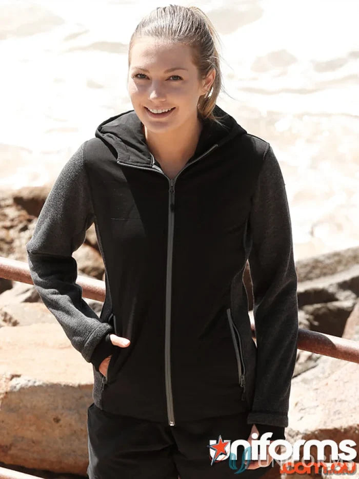 Black and gray hooded fleece jacket from Winnig Spirit Ladies Bristol Jacket collection