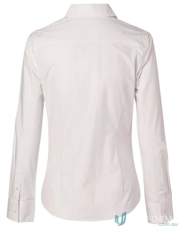 Winning Spirit Ladies womens fine twill long sleeve shirt m8030l in white