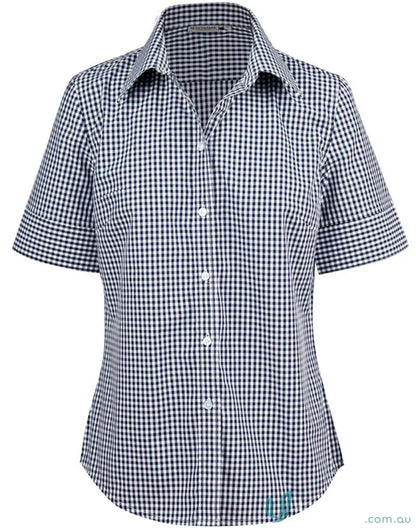 Winning Spirit Ladies Gingham Check Short-Sleeved Shirt for a perfect blend of style