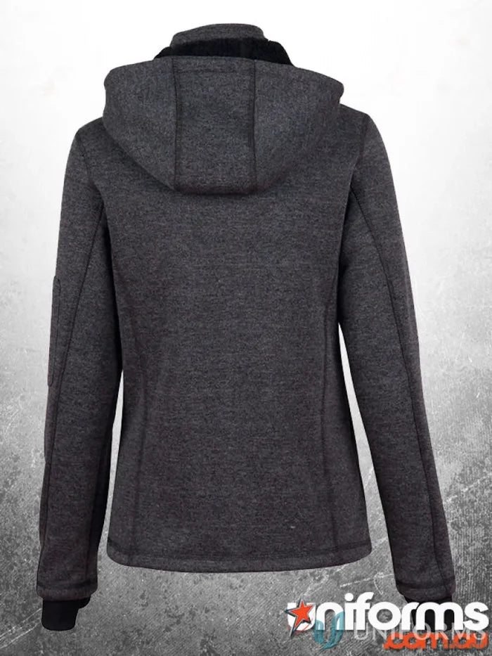 Gray hooded jacket from Ladies Acland Jacket, jk42 ladies acland with practical design and hands warm feel