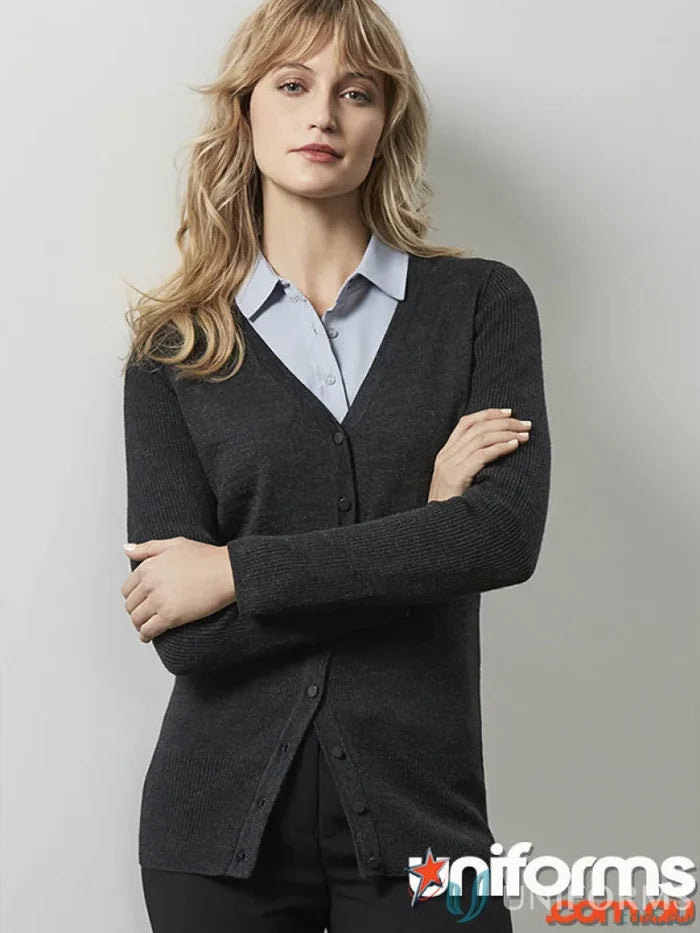 Womans gray Milano knit cardigan from Ladies Milano collection in a cozy button-down style