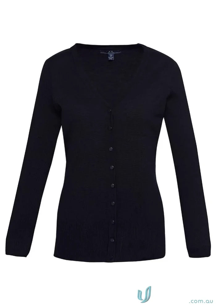 Black button-down Milano knit cardigan from the Ladies Milano collection