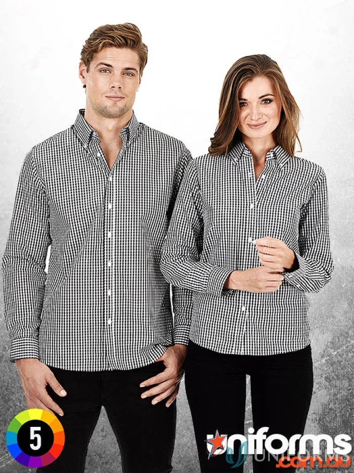 Matching black and white gingham check Ladies Miller Gingham Check LS Shirt workwear uniforms