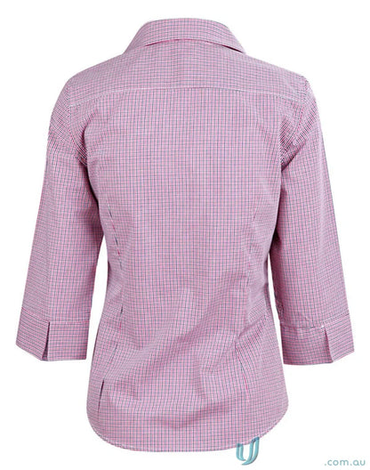 Pink and white checkered mini gingham sleeve shirt from Winning Spirit Ladies