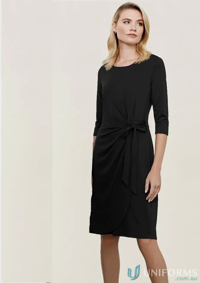 Black tie-waist dress from Ladies Paris Dress in the Biz Collection Womens collection