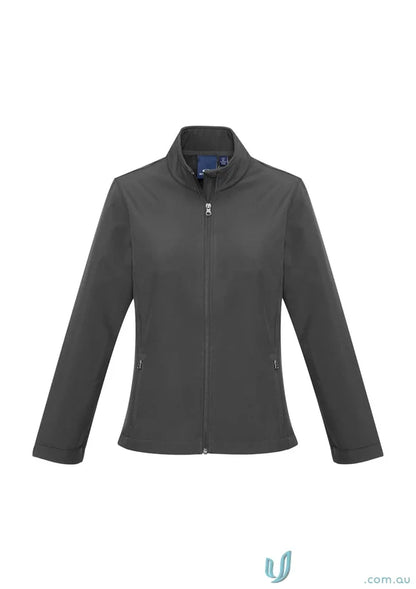 Charcoal-colored womens apex jacket from Ladies Apex Softshell collection by Biz Collection Womens
