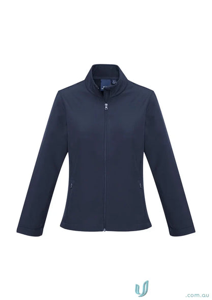 Womens Navy Blue Zip-Up Jacket from Ladies Apex Softshell Biz Collection Womens