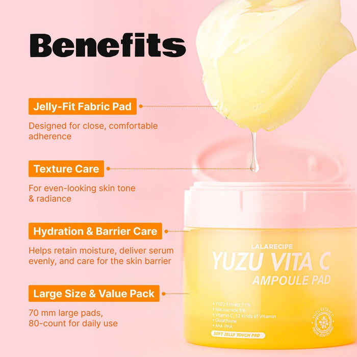 LALARECIPE Yuzu Vita C Ampoule Pad 80 Pads