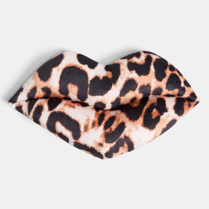 Leopard Print Lips Shaped Cushion - Natural 🇬🇧