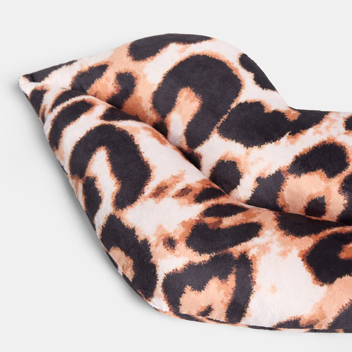 Leopard Print Lips Shaped Cushion - Natural 🇬🇧