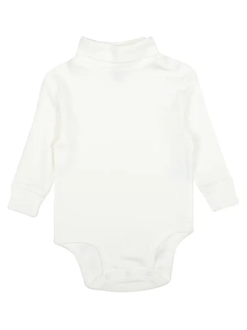 Leveret Cotton Turtleneck Bodysuit-Off White