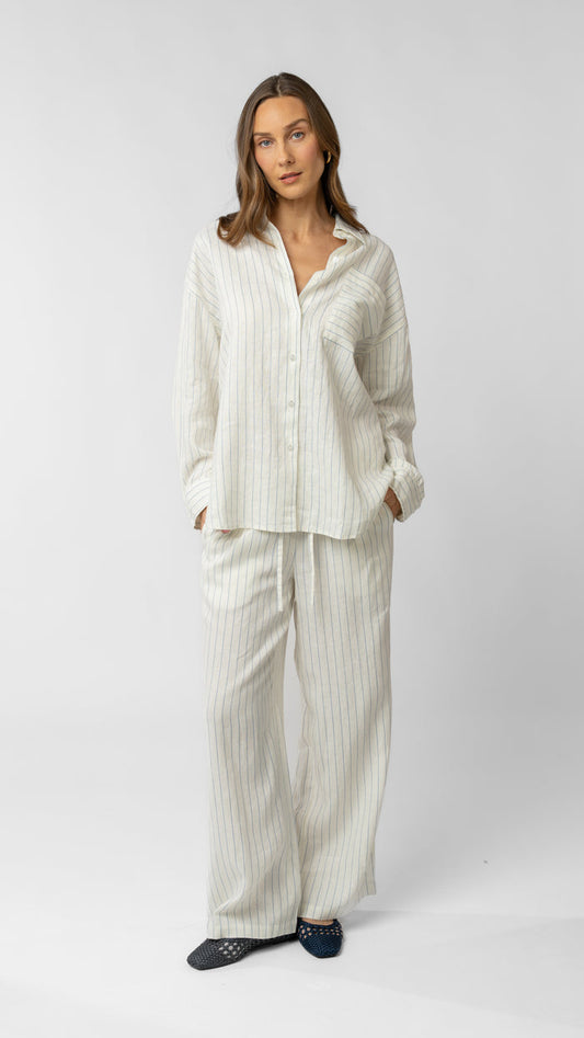 Lina Long Sleeve Button Up Shirt - Linen