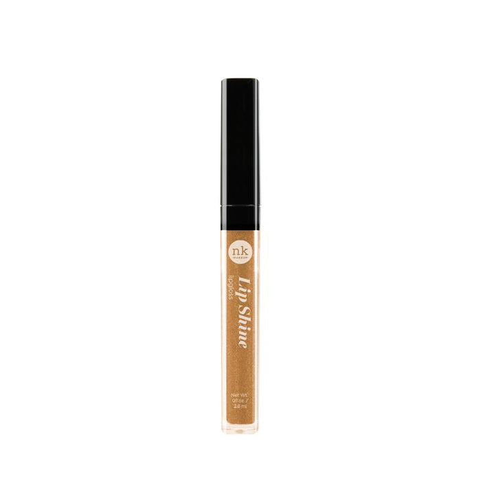 Nicka K hydrating lip shine gloss in shimmering gold shade with black cap